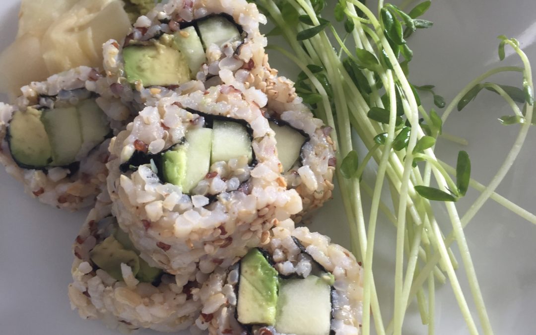 Cucumber and Avocado Brown Rice Sushi