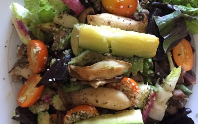 Beautiful Red Leaf Romaine Salad with Trumpet Mushrooms